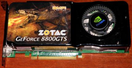 Zotac GeForce 8800GTS AMP Edition 512MB DDR3 OC Dual DVI PCIe